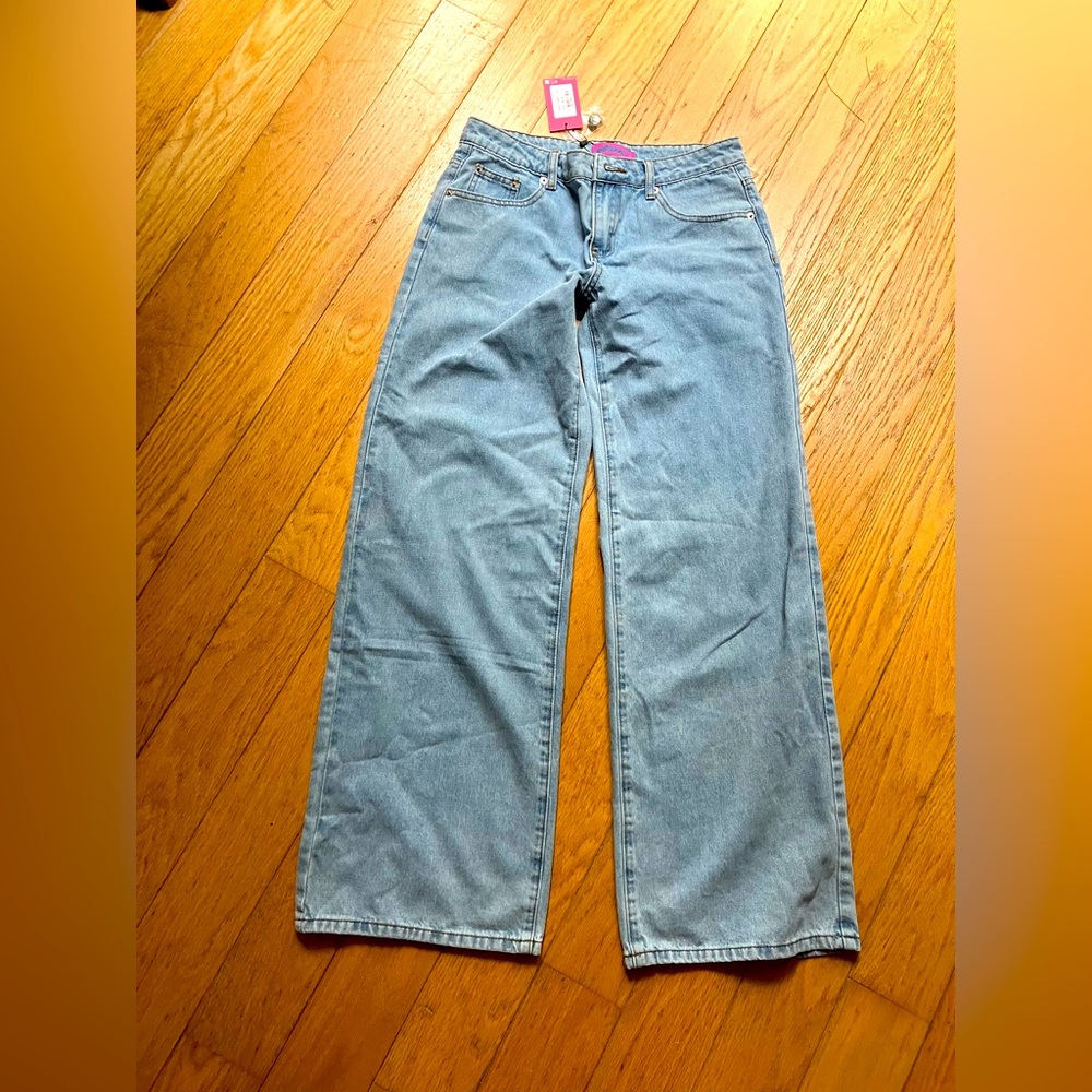 Edikted Light Blue wide leg low rise jeans